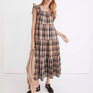 Madewell | Plaid Flutter-Sleeve Midi Dress